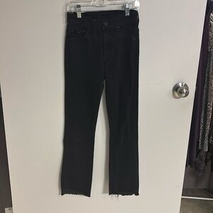 Mother Inside Crop Step Fray Straight Leg Jeans